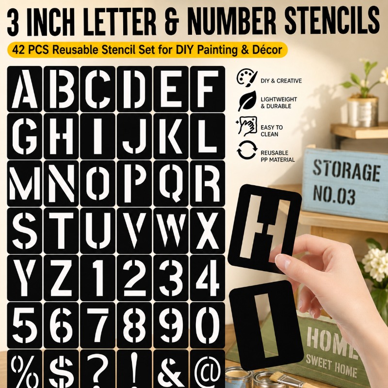 Photography Font - Fromthenon 3 인치 문자 번호 스텐실