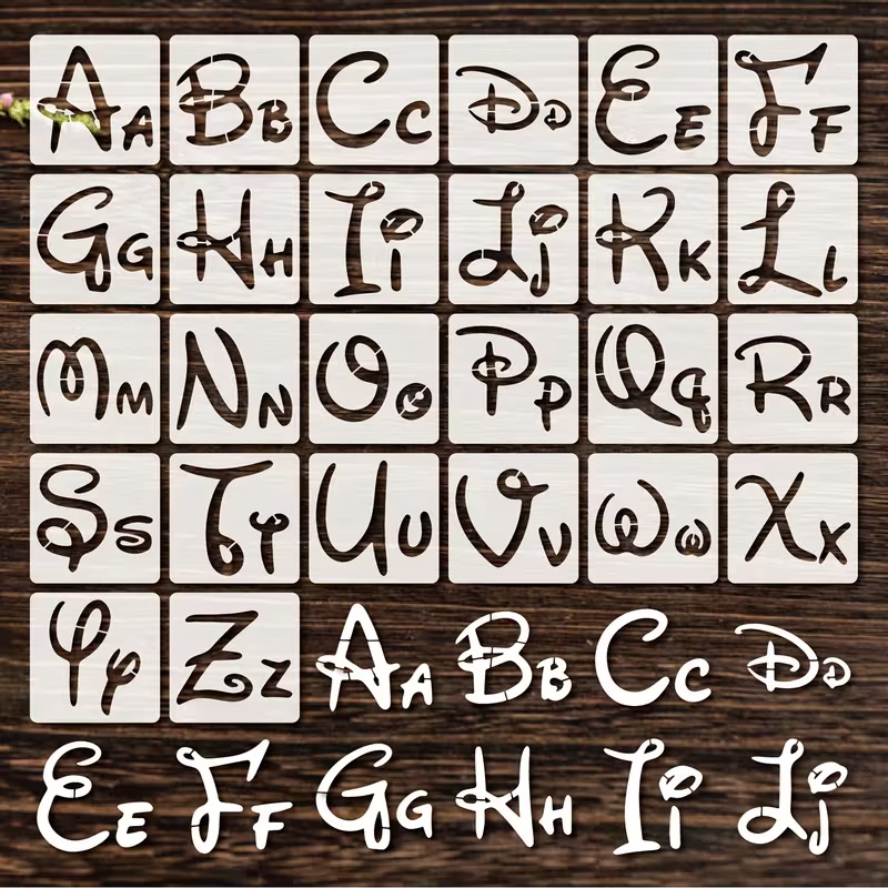 Photography Font - 26개 2.95x2.95 인치 알파벳 스텐실 세트