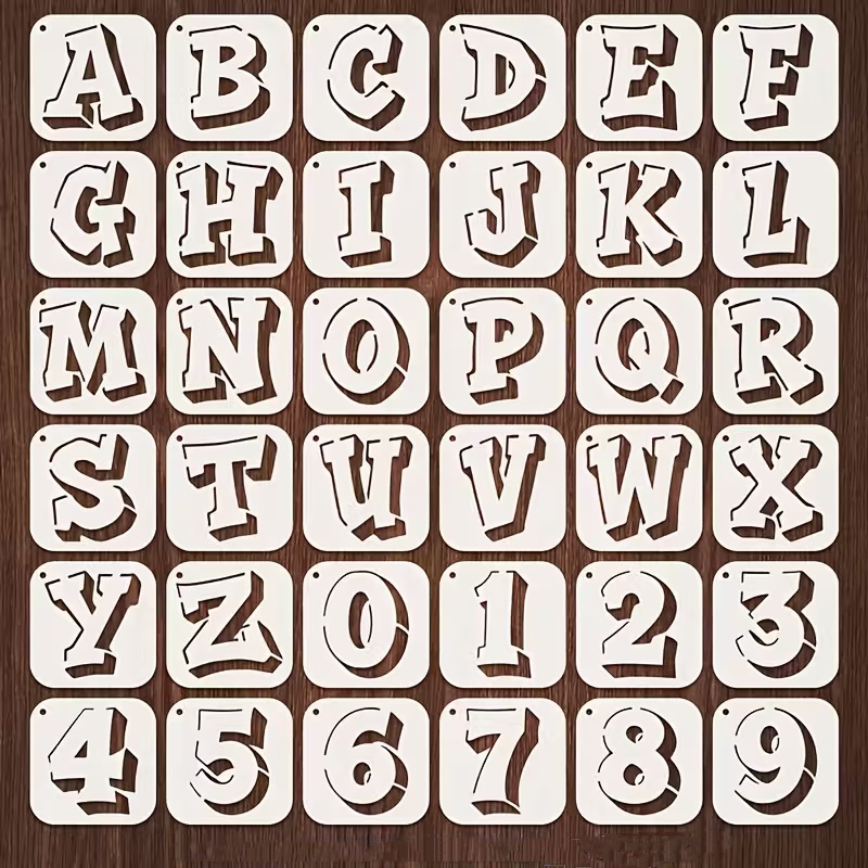 Photography Font - 36개 2.95인치 글자 및 숫자 스텐실