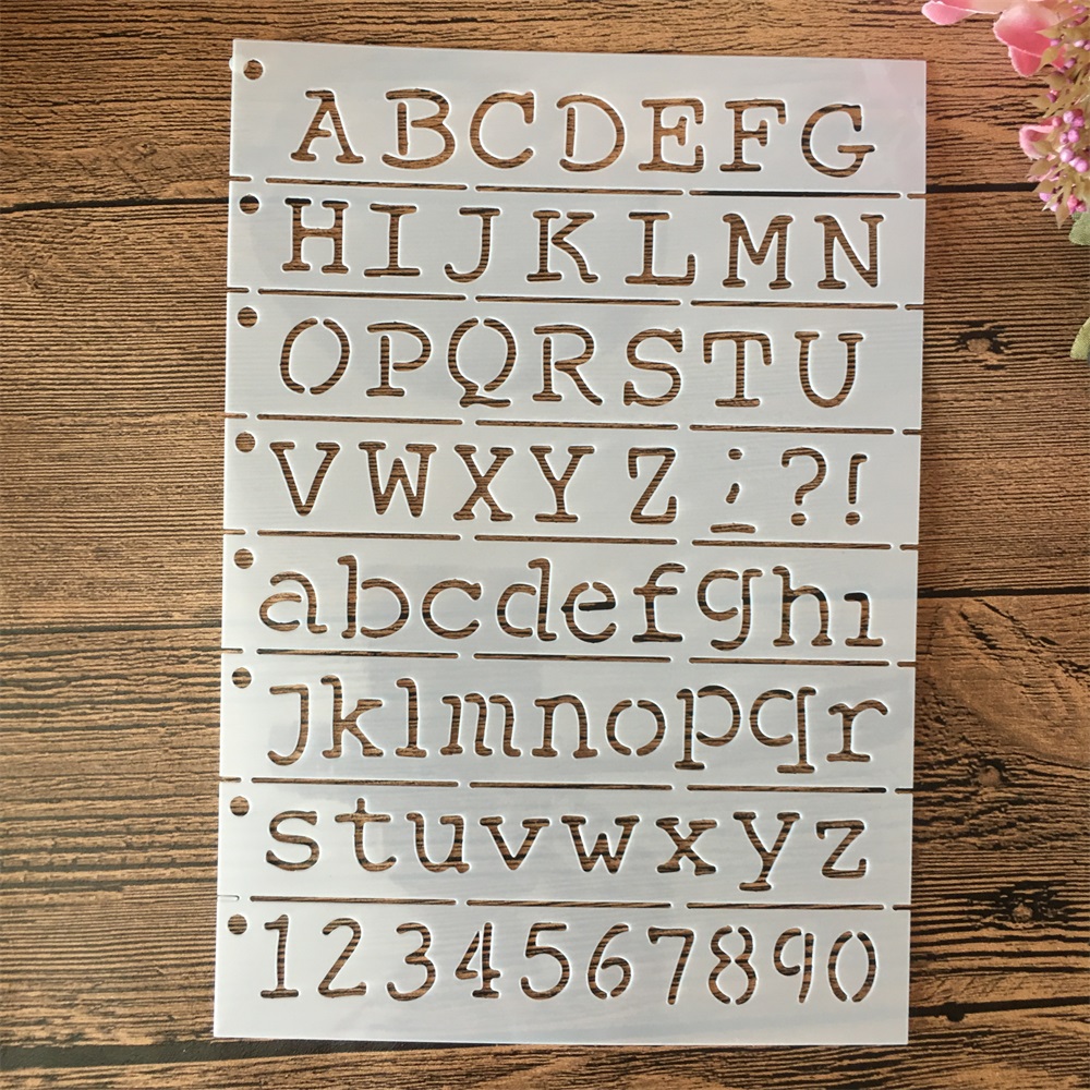 A5 21cm 알파벳 문자 스텐실 레이어링 페인팅 스크 - Photography Font 리뷰 및 가격