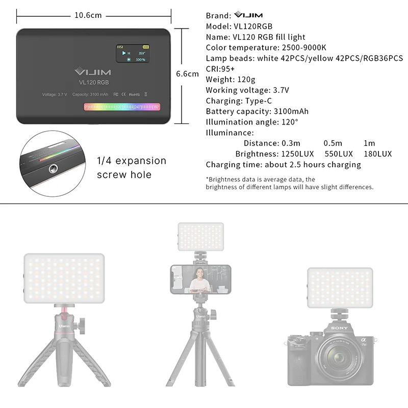 2026 뉴120 RGB 포켓 필 라이트 카메라 범용  - Photography Camera 리뷰 및 가격