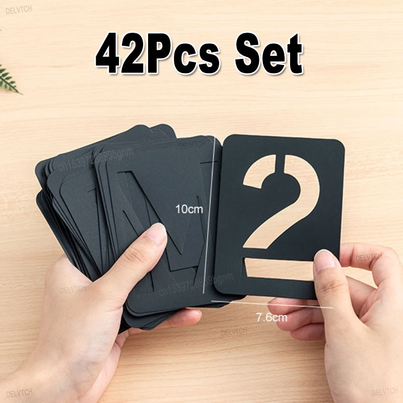 42Pcs 세트 재사용 가능한 플라스틱 중공 알파벳 문 - Photography Font 리뷰 및 가격