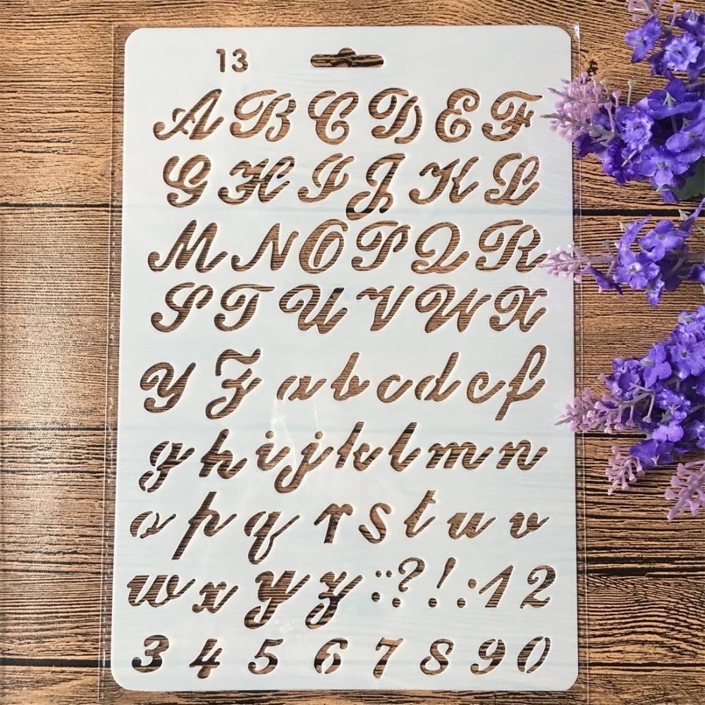 4 개/대 26cm 알파벳 문자 DIY 공예 스텐실 페 - Photography Font 리뷰 및 가격