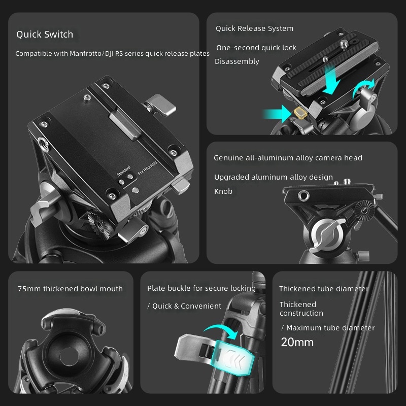 1.9M 사진 촬영 카메라 삼각대 유압 댐핑 짐벌 알루 - Photography Camera 리뷰 및 가격