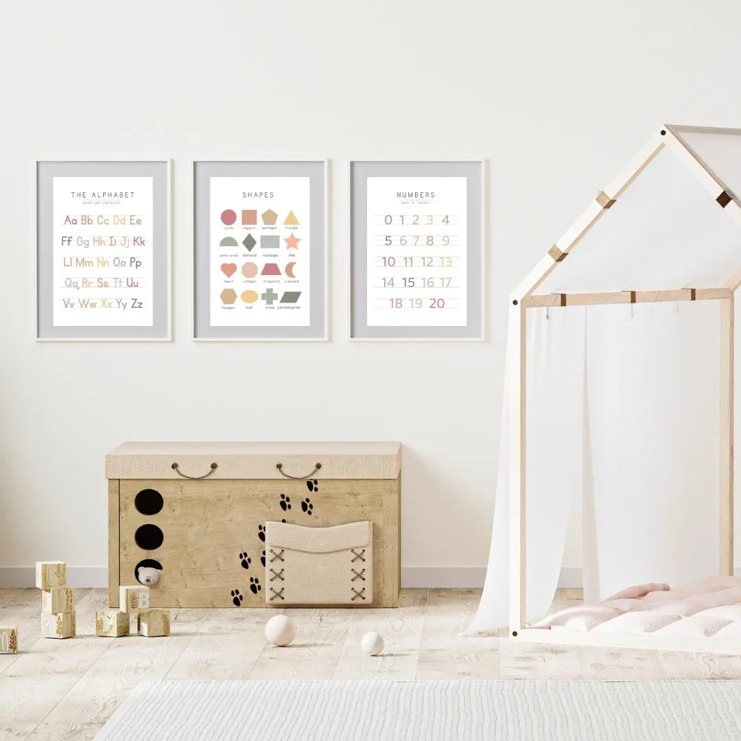 3pcs 성별 중립 알파벳 및 숫자 학습 아트 포스터  - Photography Font 리뷰 및 가격